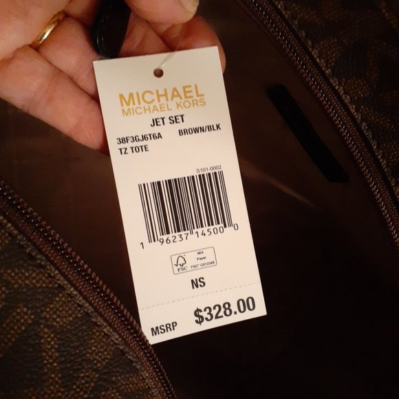 MICHAEL KORS embossed leather EW tote. Black - Picture 3 of 9